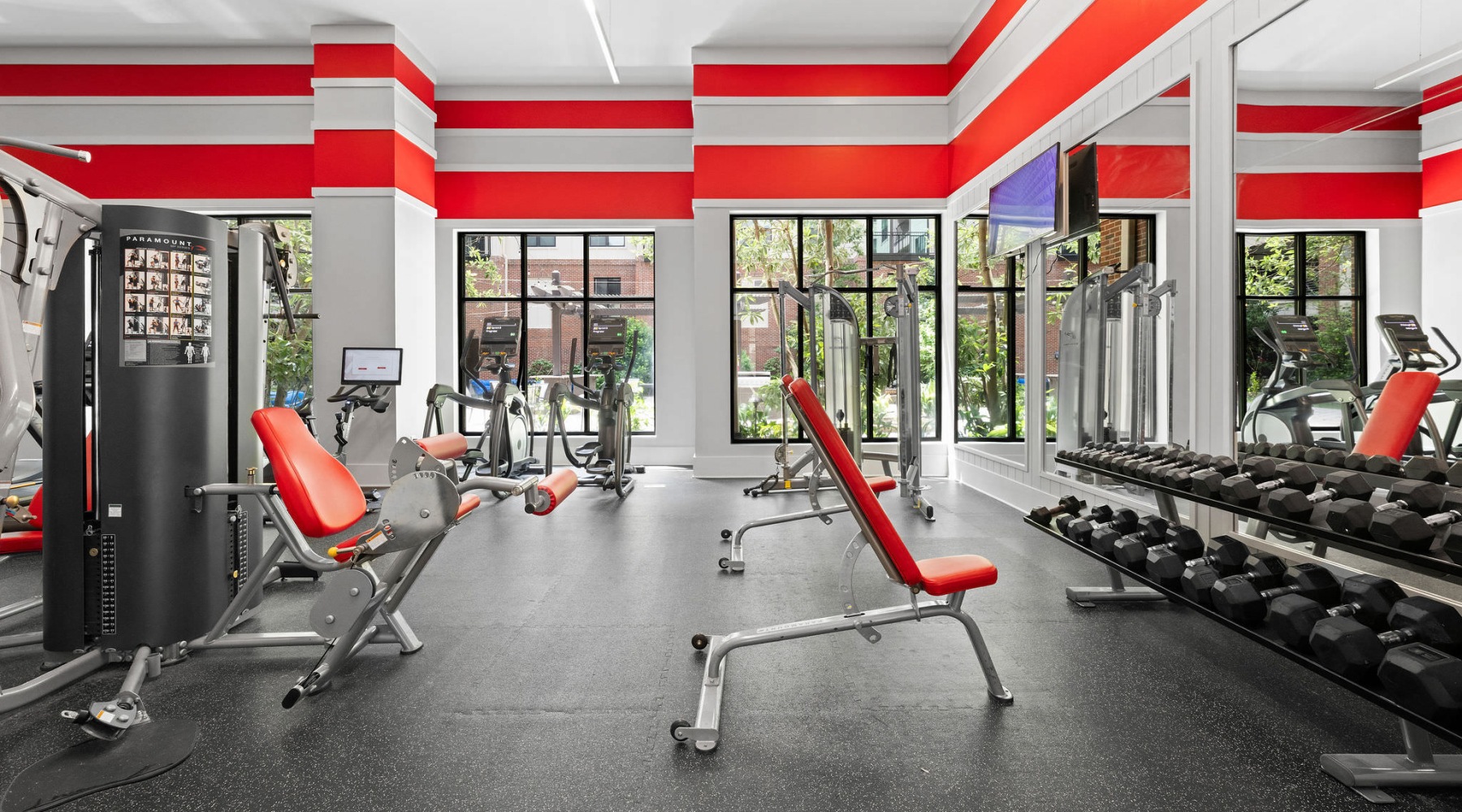 a gym with exercise equipment