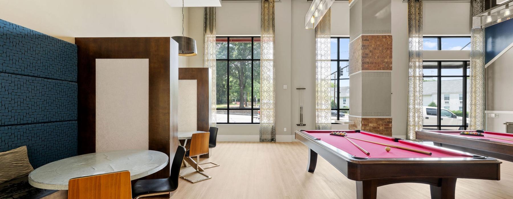 a room with tables and chairs